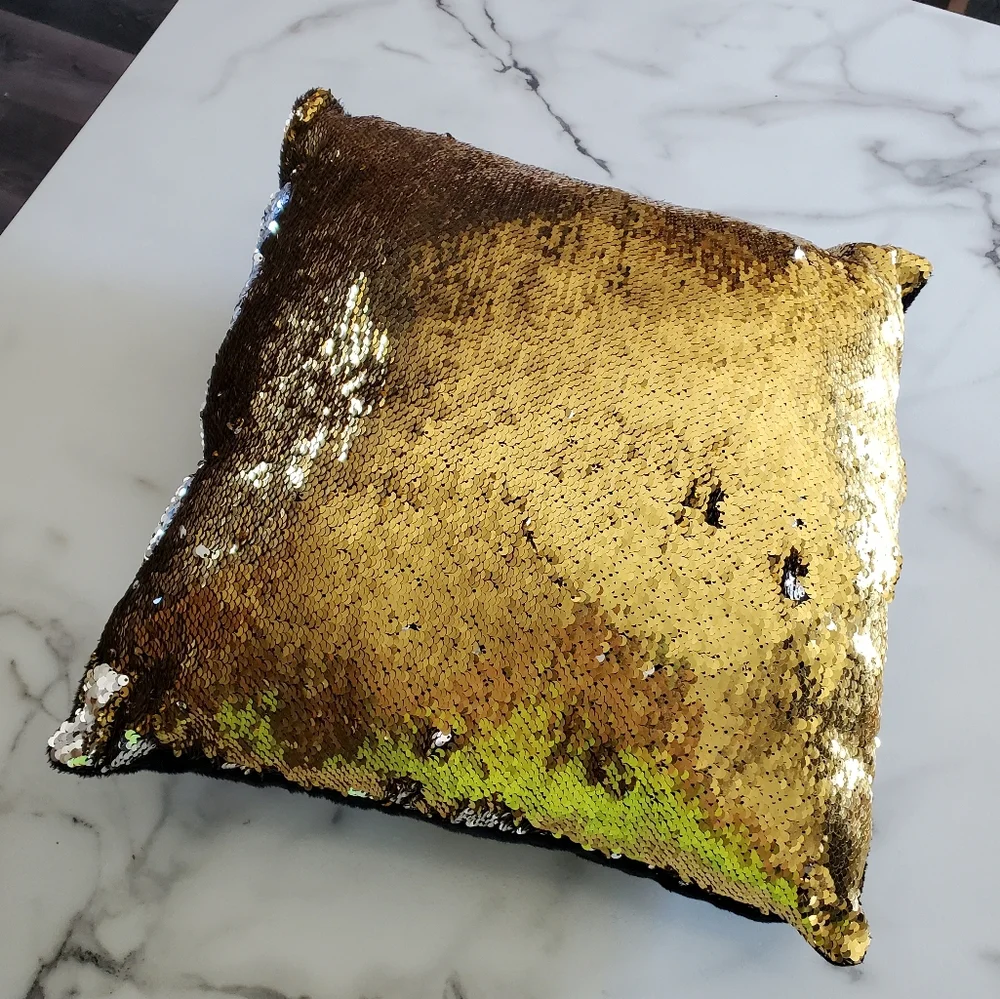 Sequin Throw Pillow Gold Silver Black